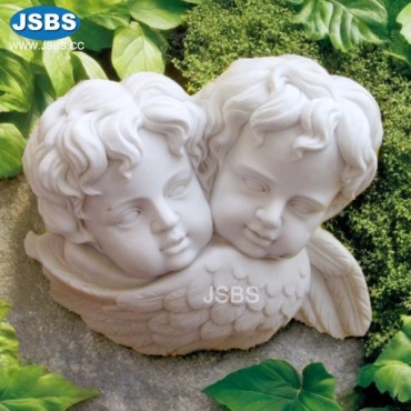 White Marble Double Cheurb Head Wall Decoration, White Marble Double Cheurb Head Wall Decoration